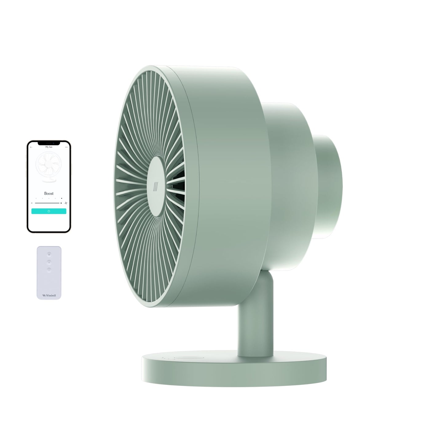 Windmill Smart Fan, Ultra-Quiet 2-in-1 Air Circulator with Remote