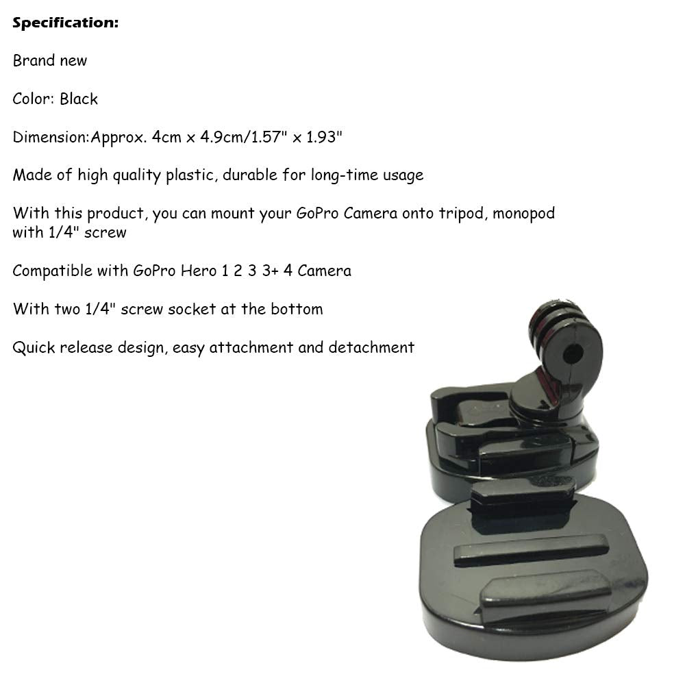 Acxico 1Pcs Quick Release Tripod Mount Adapter Camera Fixed Connecter 1/4" Screw for Hero 5 4 3+ 3 Camera