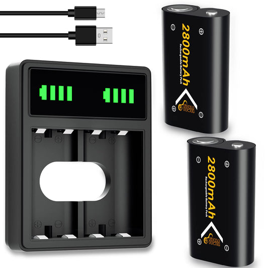 Pickle Power Rechargeable Battery for Xbox Series X|S/Xbox One, 2 X 2800mAh Batteries with Fast Charger Station for Xbox One/S/X/Elite Controller