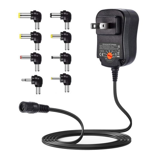 Powseed 12W Universal AC Adapter DC 3V 4.5V 5V 6V 7.5V 9V 12V Power Cord for Household Electronics CCTV IP Camers Routers Speaker Webcam Multi…