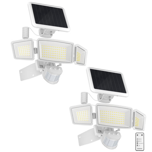 Ensenior Solar Security Lights, Wide Beam Flood Light 6500K Super Bright for Driveway Backyard Garden, Remote Control Motion Lights, Weather-Resistant