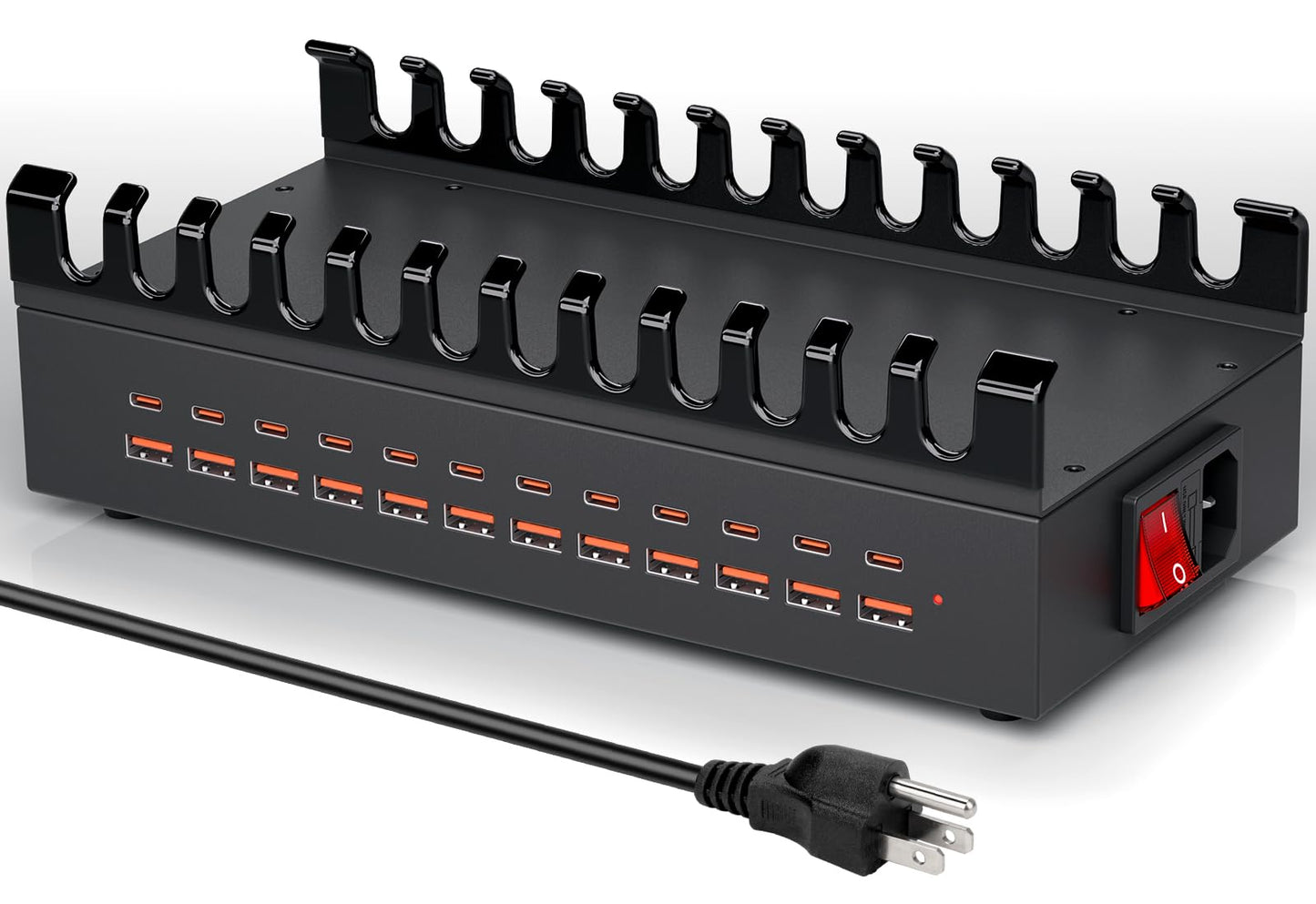 300W USB Charging Station for Multiple Devices, 24 Port USB C Fast Charging Station, Multi Device Charger Station Organizer Compatible with Tablet
