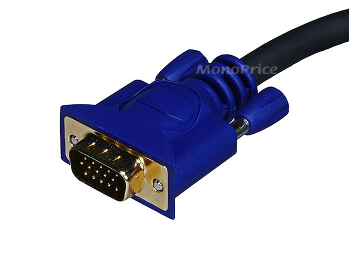 Monoprice Video Cable - 6 Feet - VGA to 3 RCA Component Adapter for Projectors, Gold plated connectors and pins