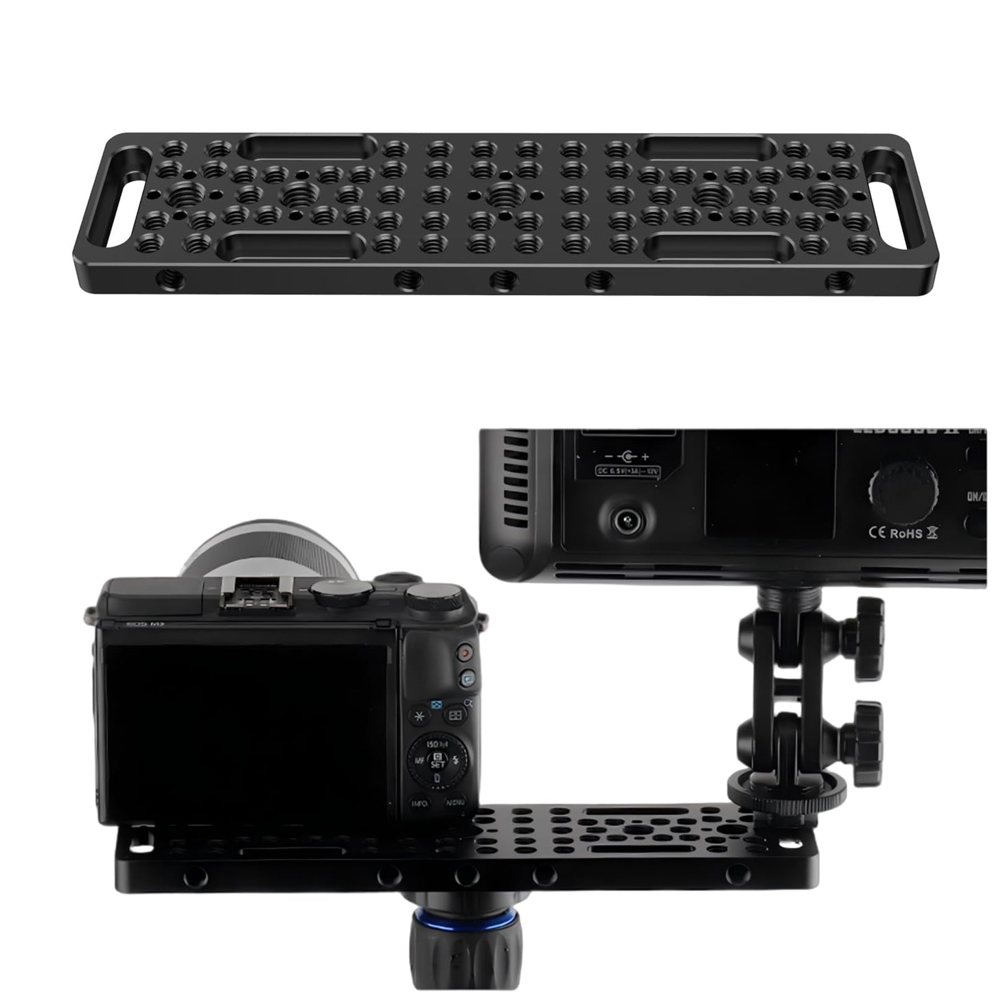 DINESK Camera Cheese Plate with 1/4 3/8 Threads,200MM Long Verison Cheese Plate for Cemeras,Tripod and Other Photography Accessories