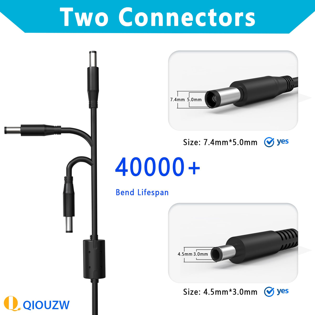 QIOUZW 130W 19.5V 6.7A 7.4mm Tip Laptop Charger Compatible with Dell Inspiron 15 7559 N7110 N5110 Precision M20 M60 M70 M90,Dell XPS 15 L502X 17