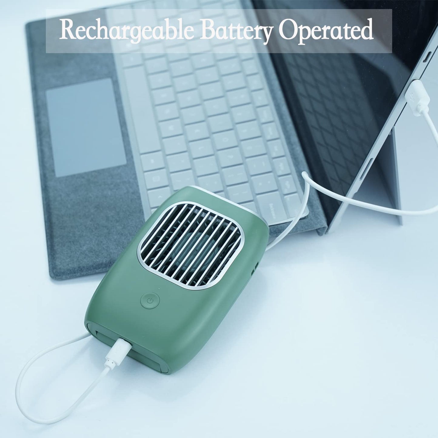 Oirznnd Necklace fan Hands free Personal Fan, Rechargeable Battery Operated Portable Hanging Neck fan with an Adjustable Lanyard for Women Kids Girls