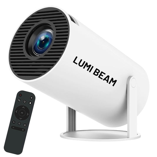 Lumi Beam Projector, Lumi Beam Portable Projector, Mini Wall Movie Projector for Bedroom, Pocket-Sized 180° Rotation, Auto Keystone, Window Scenes