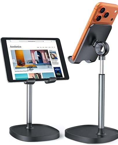 LISEN Cell Phone Stand Phone Holder for Desk Office Decor, Office Desk Accessories Women PC Gaming Essentials iPhone Stand Gadgets Men Gifts for Mom