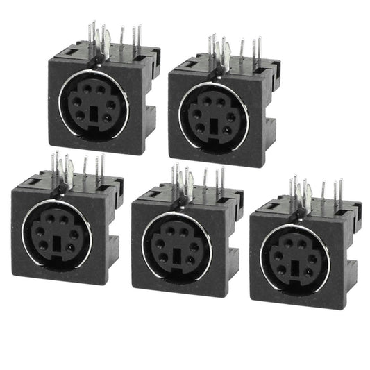 uxcell 5 Pcs Replacement S-Video 6 Pin Female PCB Mount Mini Din Sockets