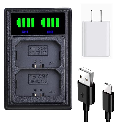 Suitable for Sony NP-FZ100 Battery Charger, Compatible with ZV-E1, FX3, FX30, A1, A9 II, A7R V, A7S III, A7IV, A6600, A7C A7R5 A7M4 A7R3 A7M3 Cameras