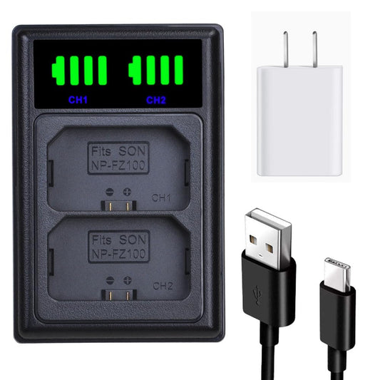 Suitable for Sony NP-FZ100 Battery Charger, Compatible with ZV-E1, FX3, FX30, A1, A9 II, A7R V, A7S III, A7IV, A6600, A7C A7R5 A7M4 A7R3 A7M3 Cameras