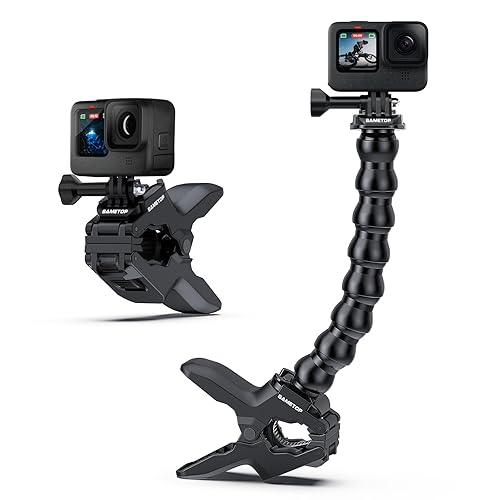 Sametop Jaws Flex Clamp Clip Mount Gooseneck Mounts Compatible with GoPro Hero 13 12 11 10 9 8 7 6 5 4 Session 3+ 3 2 1 Max DJI Osmo Akaso Action