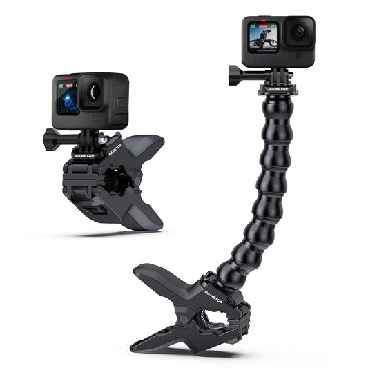 Sametop Jaws Flex Clamp Clip Mount Gooseneck Mounts Compatible with GoPro Hero 13 12 11 10 9 8 7 6 5 4 Session 3+ 3 2 1 Max DJI Osmo Akaso Action