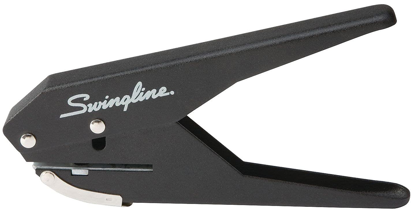 Swingline 1 Hole Punch, 20 Sheet Capacity Hole Puncher, Low Force Plier Paper Punch, Black & Silver (74017)
