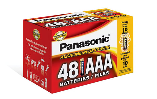 Panasonic Energy Corporation LR03PA/48PC Alkaline Plus Power AA Alkaline Battery, 48 Pack
