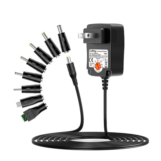 15W Universal AC Adapter 3V 4.5V 5V 6V 7.5V 9V 12V 0.5A 1A 1.25A Multi Voltage Switching Adapter Replacement for Household Electronics Routers CCTV…