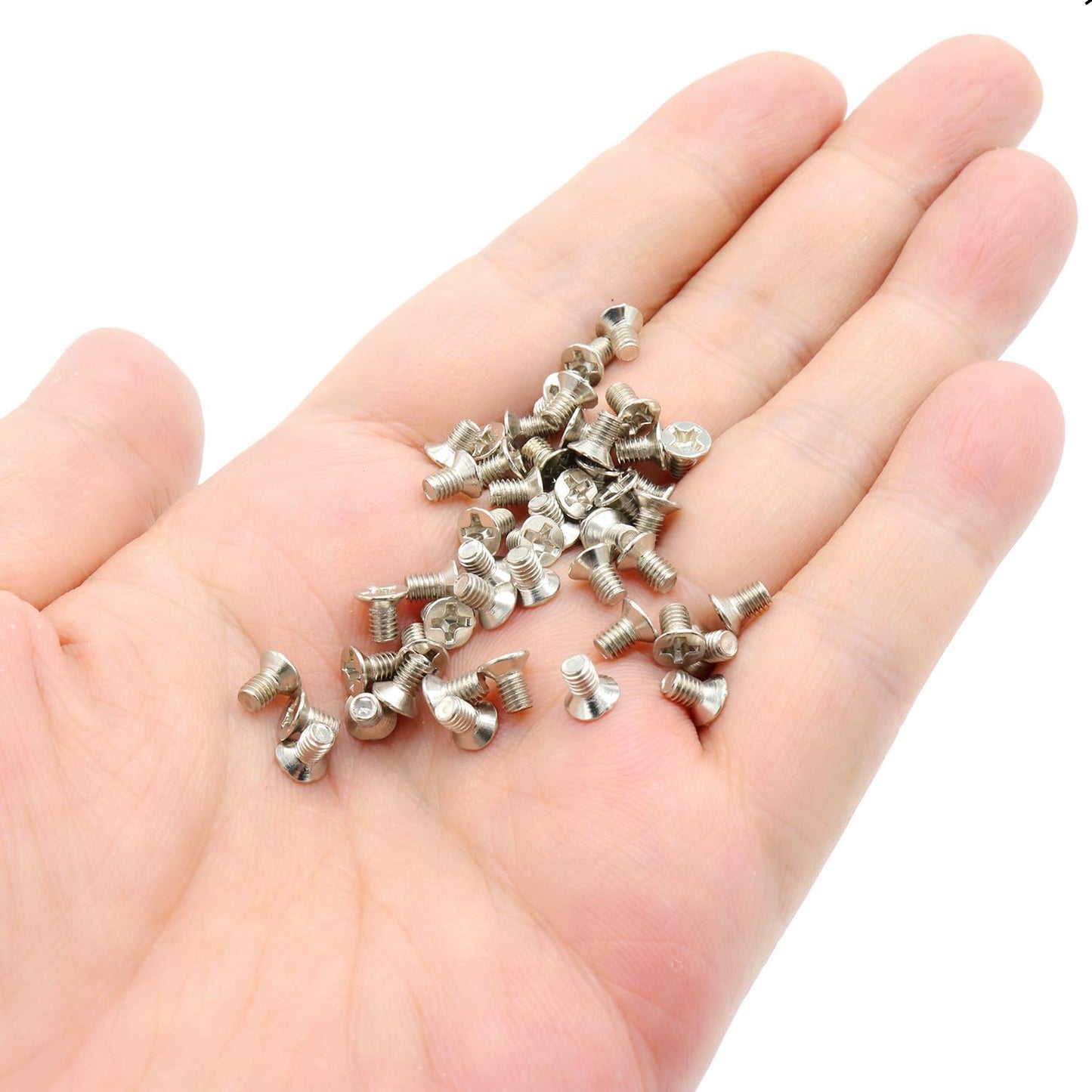 50Pcs Hard Drive Screws 2.5 inch,Stainless Flat Phillips Head HDD SSD M3 x 5mm Mounting Screw for Computer PC Laptop Case,2.5" Silver