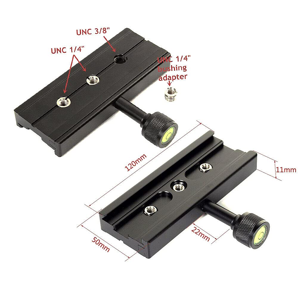 Hersmay 120mm Arca-Swiss Quick Release Plate with QR Clamp Adapter with 3/8" 1/4" Screw Hole Compatible for Camera Tripod Ball Head Monopod