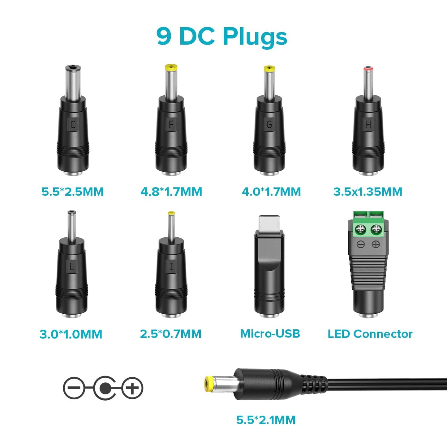 ZOZO Universal AC/DC Adapter 12W 3V 4.5V 5V 6V 7.5V 9V 12V Switching Power Supply Charger with 8 Tips 5.5x2.1mm 5.5x2.5mm Micro USB for Routers…