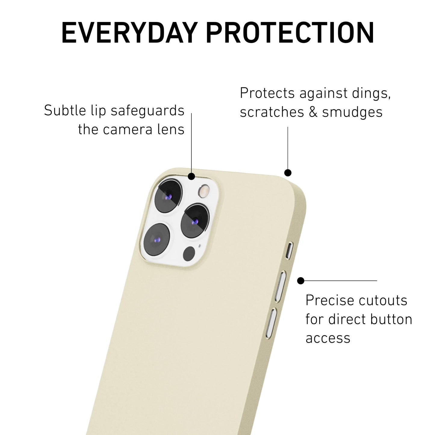 PEEL Super Thin Case for iPhone 13 Pro (Bone) - Sleek Minimalist Design, Branding Free, Ultra Slim - Protects & Showcases Your Device