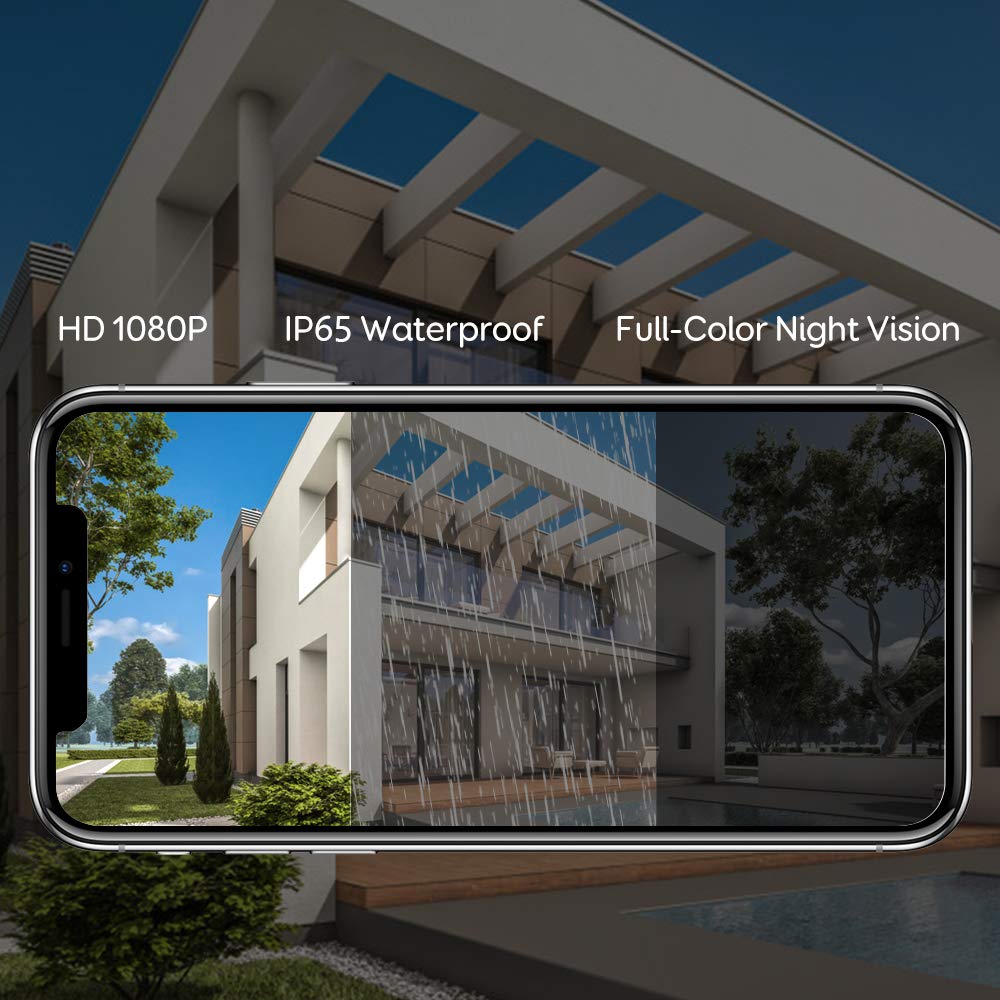 TOURALLE Security Camera Outdoor, 1080P WiFi Home Surveillance Camera with Phone App, PTZ IP Camera, Night Vision, IP65 Waterproof, 2Way Audio