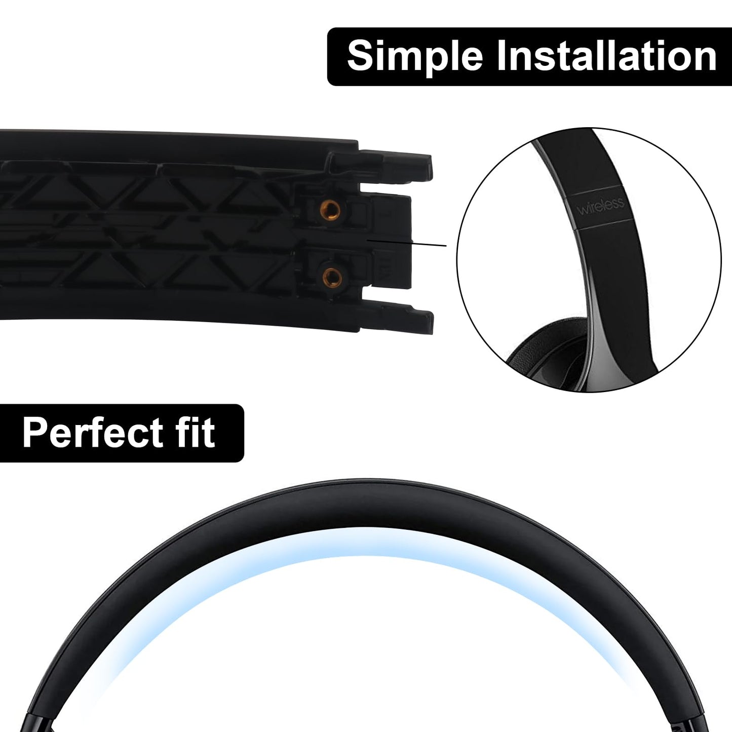 Solo3 Headband Replacement Parts Accessories Solo2 Headband Repair Kit Compatible with Solo 3.0 Solo 2.0 Wireless Top Headband?Matte Black?