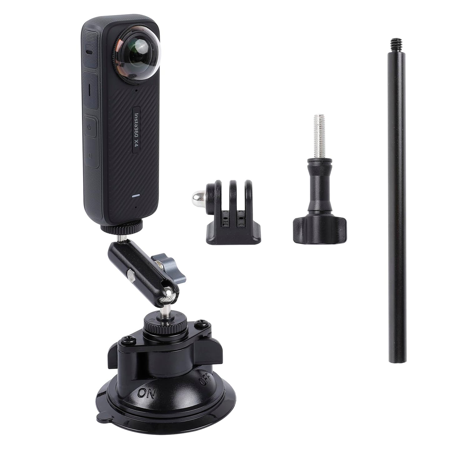 Suction Cup Mount for Insta360 One X5 X4 X3 X2 Go3, Car Windshield Window Sunroof Mount with Phone Holder Adapter Compatible with GoPro Hero 12 11 10