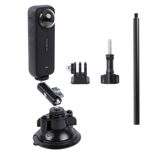 Suction Cup Mount for Insta360 One X5 X4 X3 X2 Go3, Car Windshield Window Sunroof Mount with Phone Holder Adapter Compatible with GoPro Hero 12 11 10
