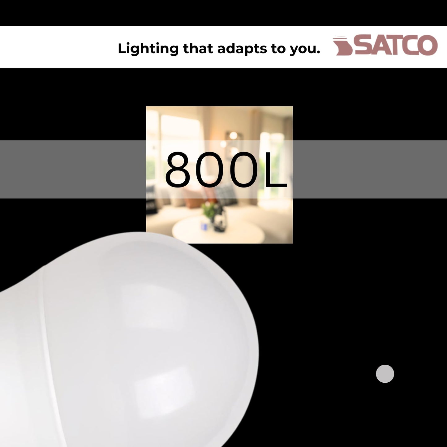 Satco S9594 9.5W A19 LED Bulb, 3000K Soft White, E26 Medium Base, 800 Lumens, Frosted Finish, 220° Beam Angle, Non-Dimmable, Enclosed Fixture Rated