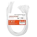 26 Inch White Long Zip Ties,60 LBS Tensile Strength Heavy Duty Large Cable Wire Ties With Self-Locking Adjustable More Durable Nylon Tie Wraps