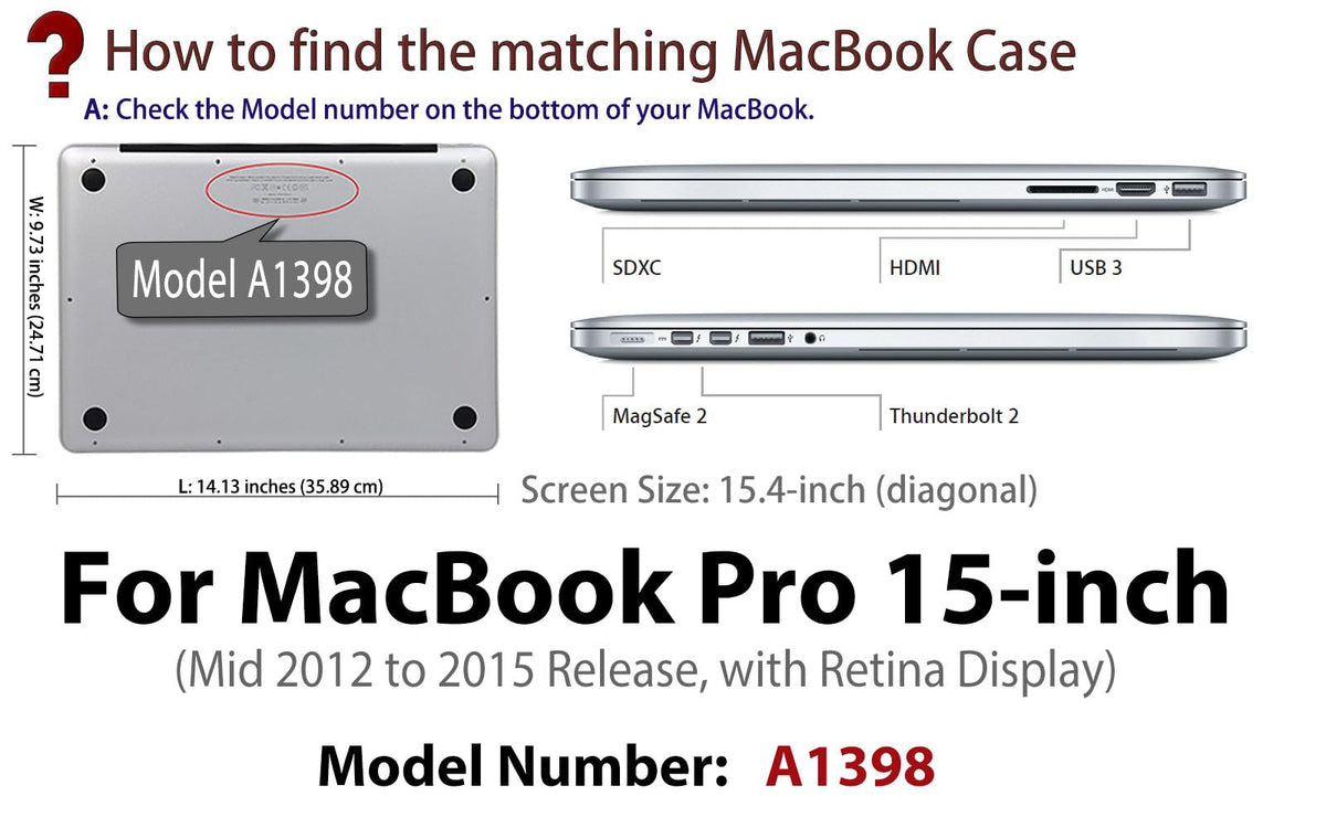 UESWILL Case for MacBook Pro (Retina, 15 inch, 2012-2015), White/Gold