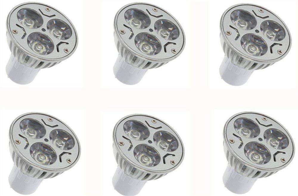 GU10 LED Light Bulbs 3W (30W Halogen Equivalent) Cool White Spot Light for Recessed Lighting, Home, Kitchen, Hotel, Bedroom - 6 Pack