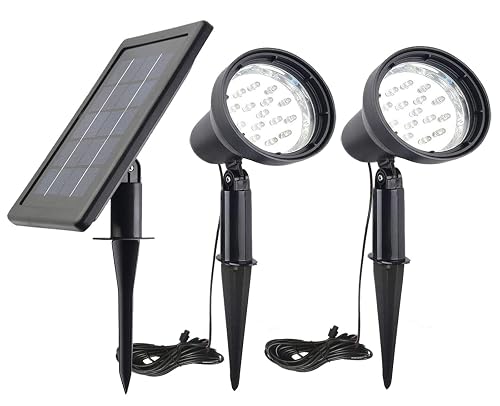 SUNLONG Solar Powered Spot Lights Outdoor Waterproof 2 in 1 Bright Solar SpotLights Power Adjustable for Flag Yard Flagpole Landscape Dusk to Dawn 2 x