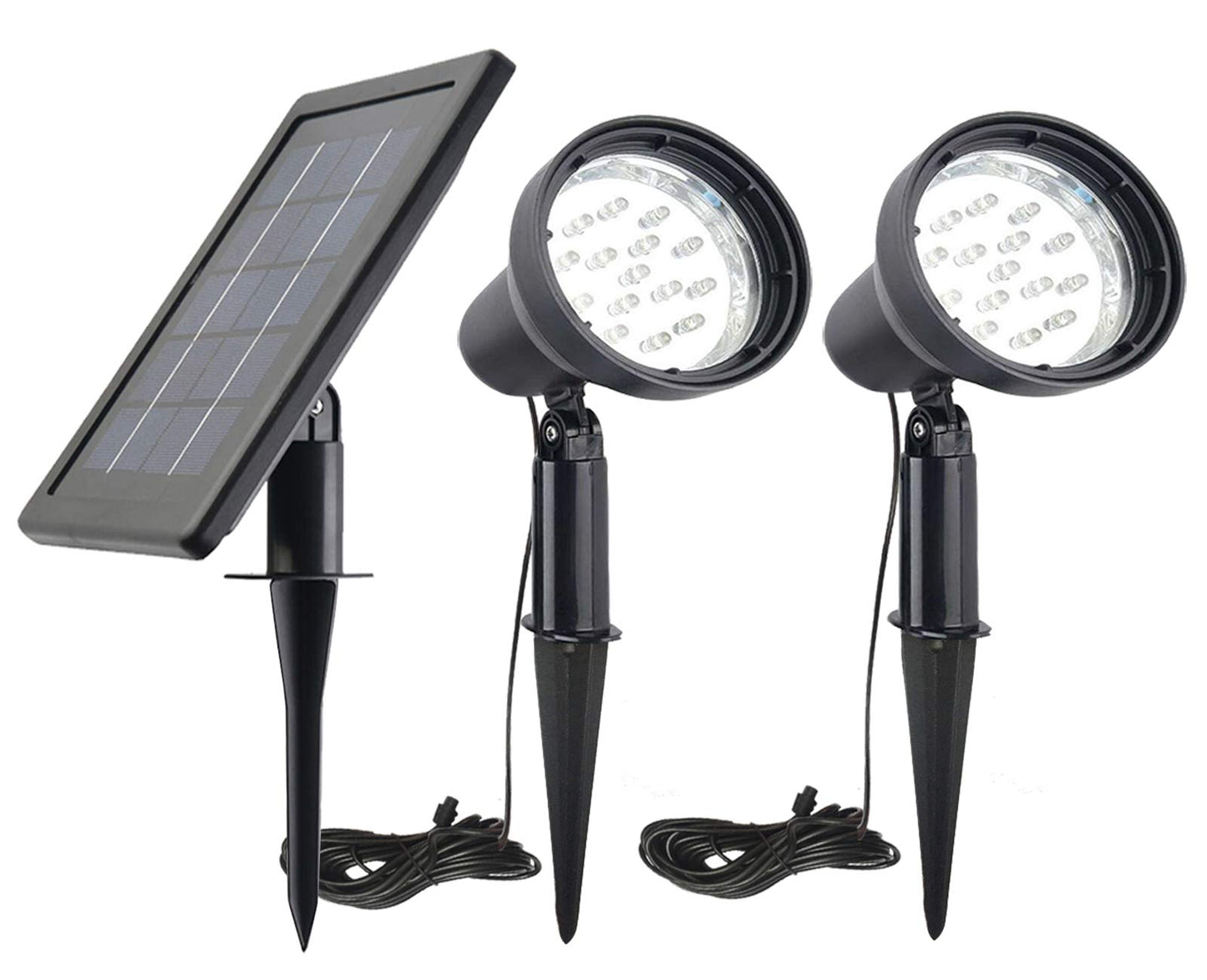 SUNLONG Solar Powered Spot Lights Outdoor Waterproof 2 in 1 Bright Solar SpotLights Power Adjustable for Flag Yard Flagpole Landscape Dusk to Dawn 2 x