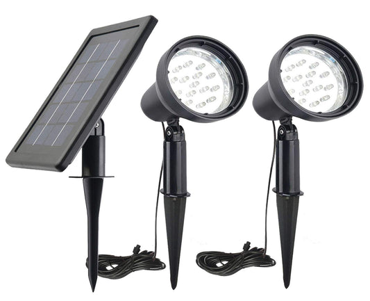 SUNLONG Solar Powered Spot Lights Outdoor Waterproof 2 in 1 Bright Solar SpotLights Power Adjustable for Flag Yard Flagpole Landscape Dusk to Dawn 2 x