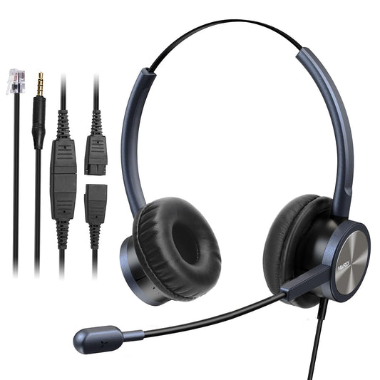 MAIRDI Telephone Headset with RJ9 Jack & 3.5mm Connectors for Call Center Office Deskphone Cell Phone PC Laptop, Landline Phone Headset