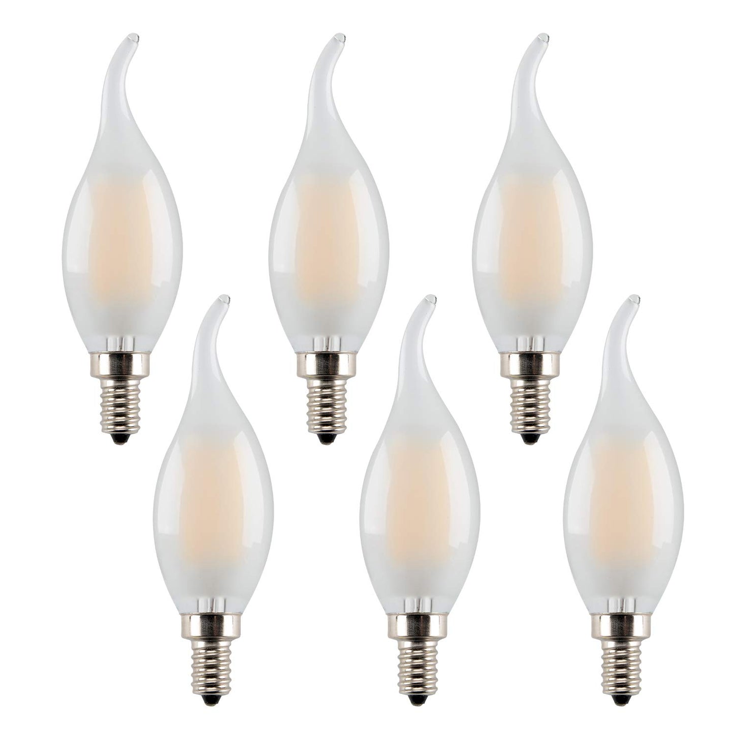 PANLAVIE LED Candelabra Bulb 6W Dimmable, 60W Equivalent, Vintage Classic Edison Style, Frosted Glass Light Bulbs, C35/CA10 Flame Tip, E12 Base, Soft