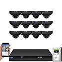 GW Security 16 Channel NVR UltraHD 4K Face Recognition NDAA & TAA Compliant Security Camera System with 12 x 8MP @25FPS Outdoor & Indoor PoE Dome