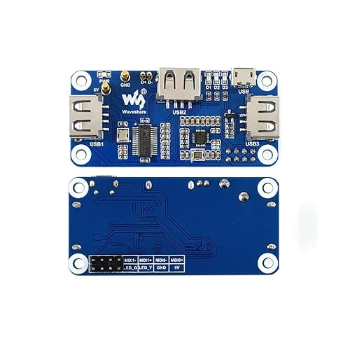 PoE Ethernet/USB HUB HAT for Raspberry Pi Zero/Zero W/Zero WH, 3X USB 2.0 Ports, 10M / 100M RJ45 Port, 802.3af-Compliant