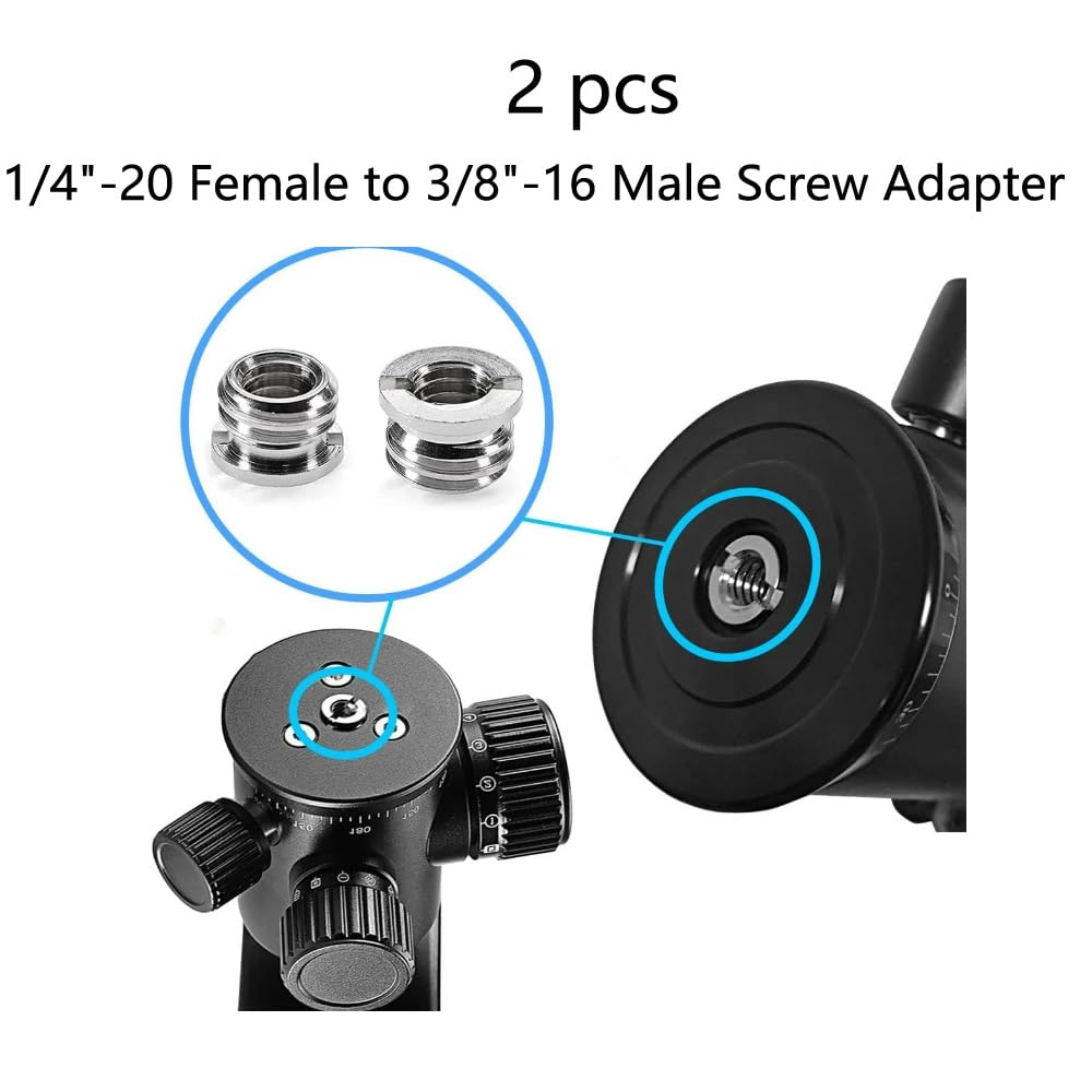 DUWUZEST Aluminum Alloy 1/4 to 3/8 & 3/8 to 1/4 Camera Tripod Adapter - Male to Female Screw for Camera, Mount, Monitor