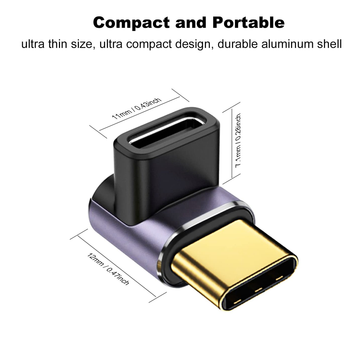 AreMe 90 Degree USB-C Male to USB-C Female Adapter (2 Pack), Type-C Up and Down Right Angle 40Gbps PD 100W Fast Charging Connector for Steam Deck…