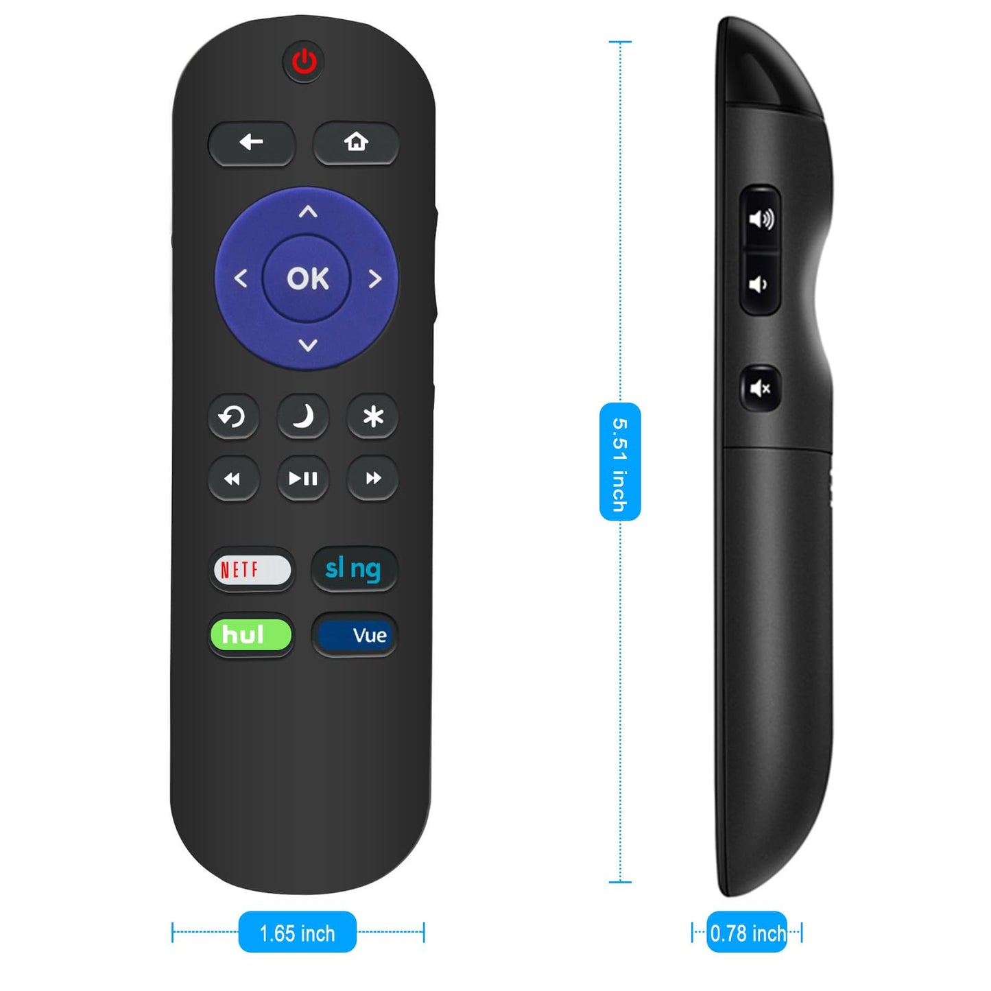 101018E0003 Replacement Remote Control Applicable for Hitachi Roku TV 43R80 49R80 55R80 65R80 49R81 55R81 60R70 49RH1 55RH1 32RC23 50RC6 60RH2