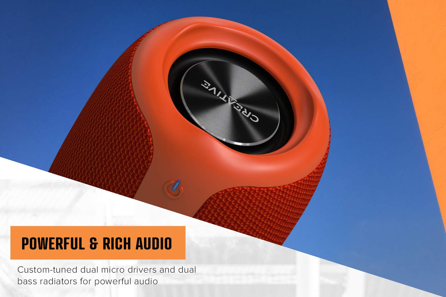 Creative Muvo Play Portable Bluetooth 5.0 Speaker, IPX7 Waterproof for Outdoors, Up to 10 Hours of Battery Life, with Siri and Google Assistant (Blue)
