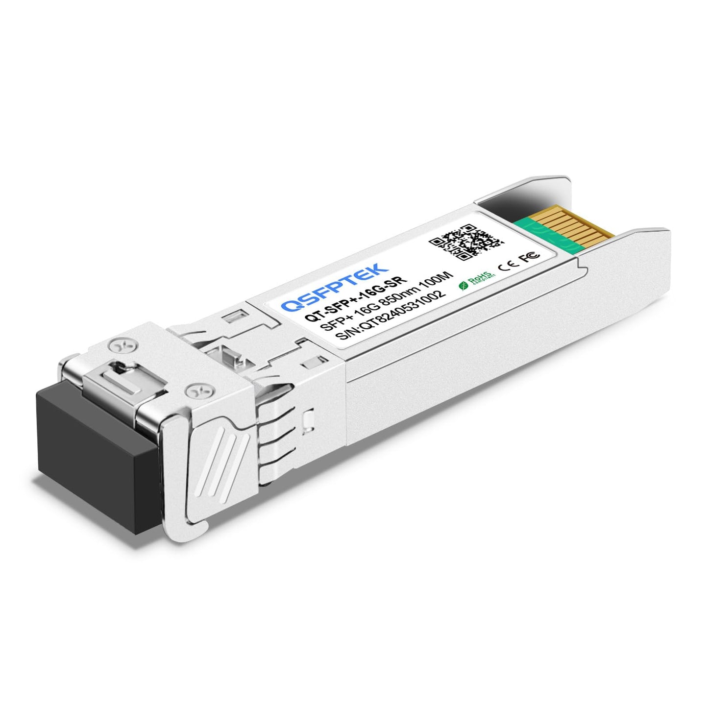 QSFPTEK 16G SFP+ Module, 16GBase-SR 850nm 100m DOM Duplex LC/'MMF Networking Optical Transceiver Compatible with Brocade, Up to 100M