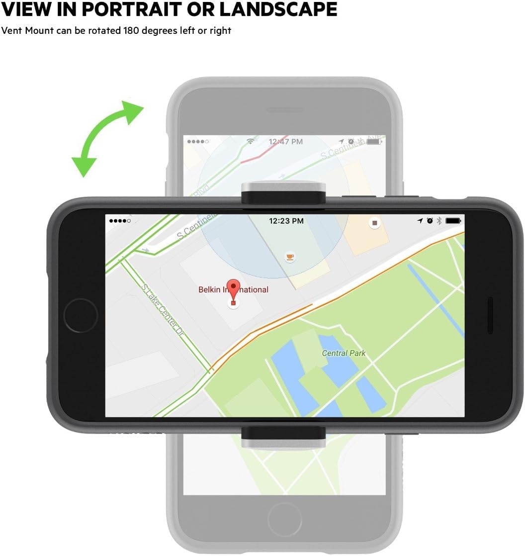 Belkin Universal Car Vent Mount for Smartphones - Secure Adjustable Grip Holder for iPhone, Samsung, Pixel, LG, Rotates 180° for Portrait & Landscape