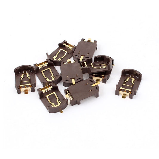 uxcell 10Pcs Plastic Button Cell Battery Socket Holder for Brown