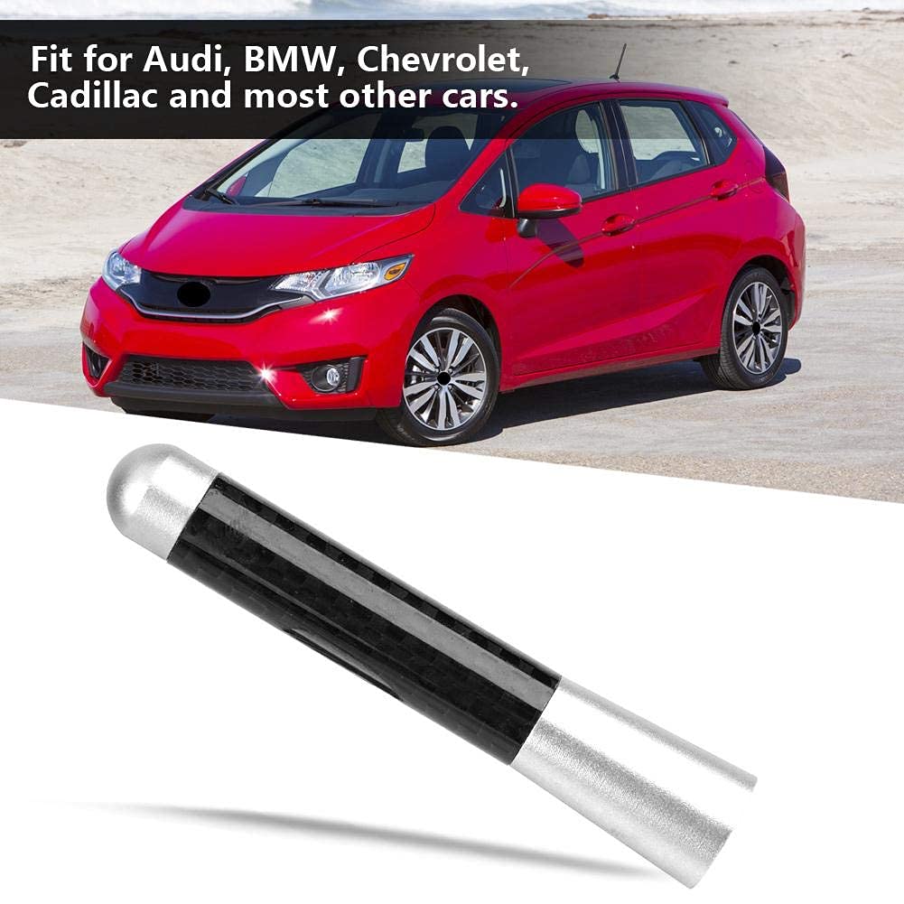 Acouto Car Antenna 3 Inch Carbon Fiber Universal Car Modification Screw Radio Antenna Short Car Antenna Aerial Replacement (Silver)