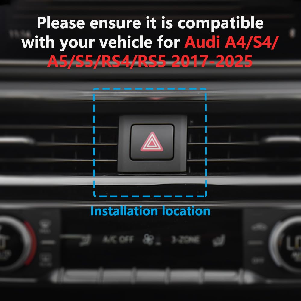 Zchan Car Phone Holder Mount for Audi A4/S4/A5/S5/RS4/RS5 2017-2025 Car Accessories Car Mount 360°Rotation for Car Phone Holder Magnetic Hands Free