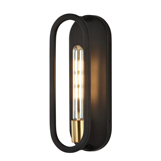 JONATHAN Y 4.75" Black/Brass Gold LED Wall Sconce, 1-Light Mid-Century Lamp for Bathroom Vanity, Bedroom, Hallway, Dimmable Bohemian Metal Fixture