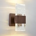 ZUIMEITIANS Bubble Crystal Wood Style Wall Sconce Walnut Finish Wall Lamp LED Sconce Rustic Wall light Fixture for Bedroom Living Room Bathroom